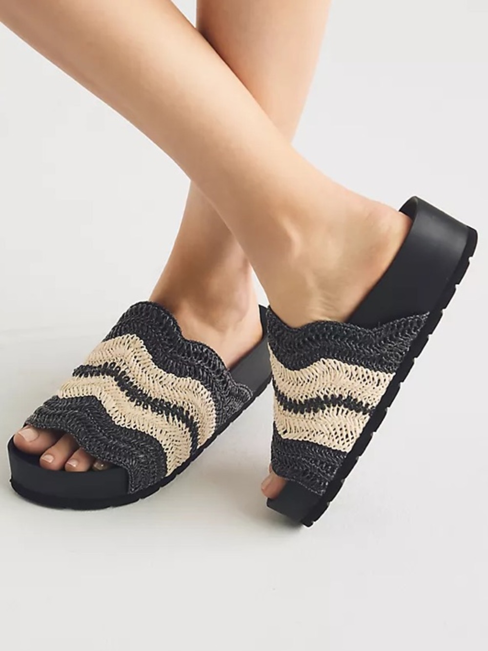 Silent D Platform Raffia Sandals Size 40